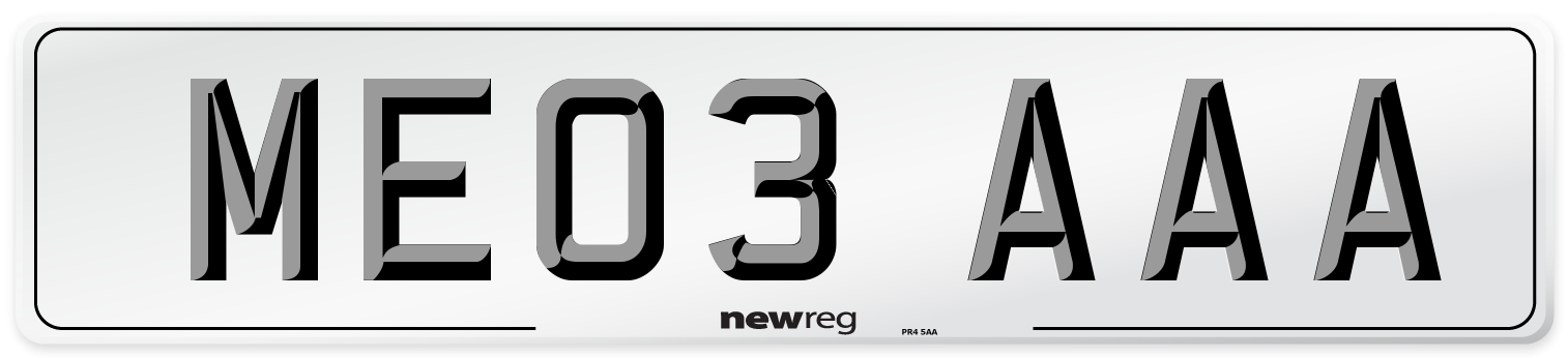 ME03 AAA Number Plate from New Reg